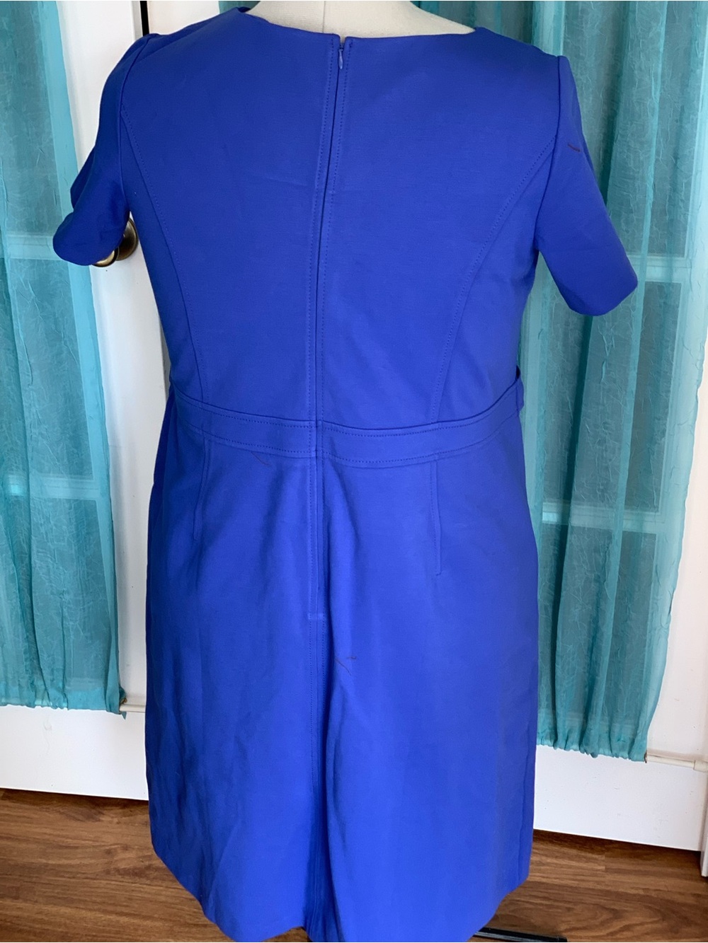 Talbots Royal Blue Short-Sleeve Sheath Midi Dress size 16W scuba knit NWT - Picture 3 of 7